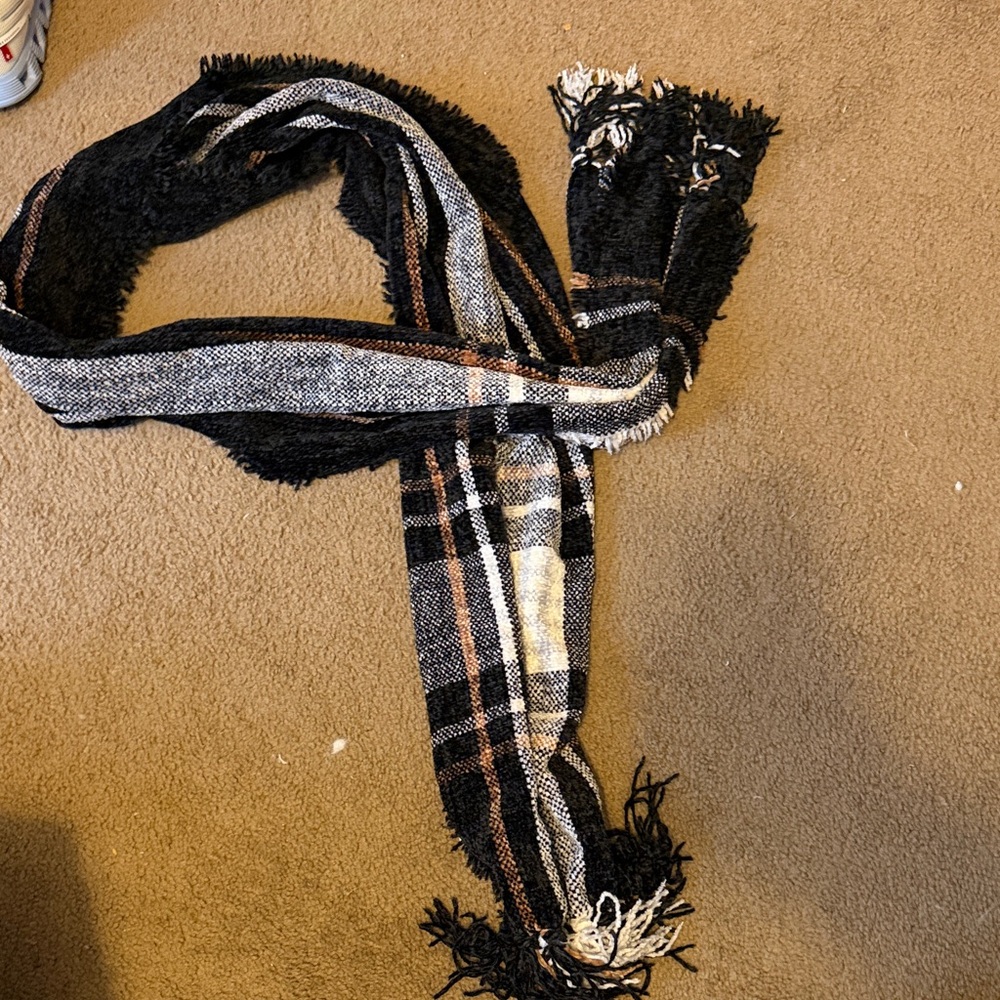 Plaid Fringe Scarf